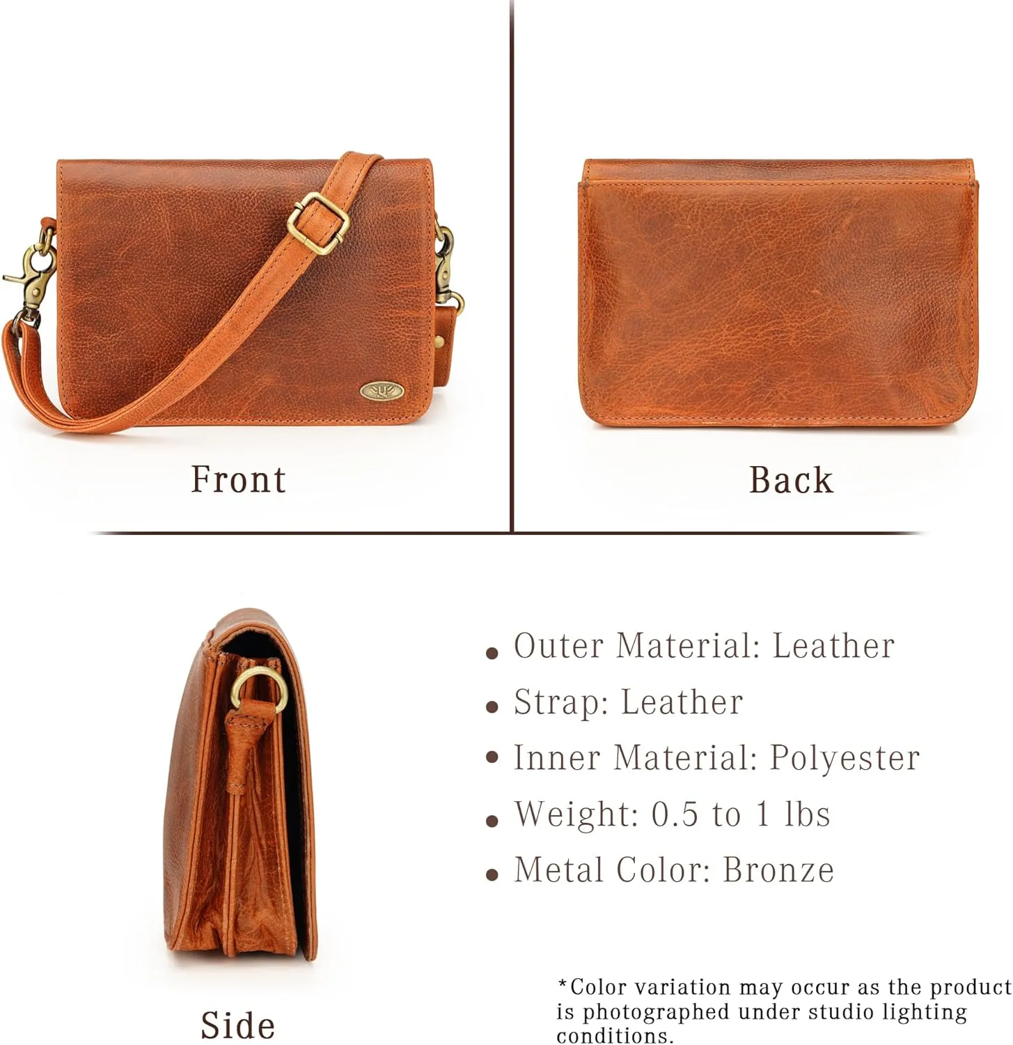 LUXEORIA Genuine Leather Crossbody Bags for Women, Small Travel Purses, Mobile & Credit Card Pockets with Adjustable Strap