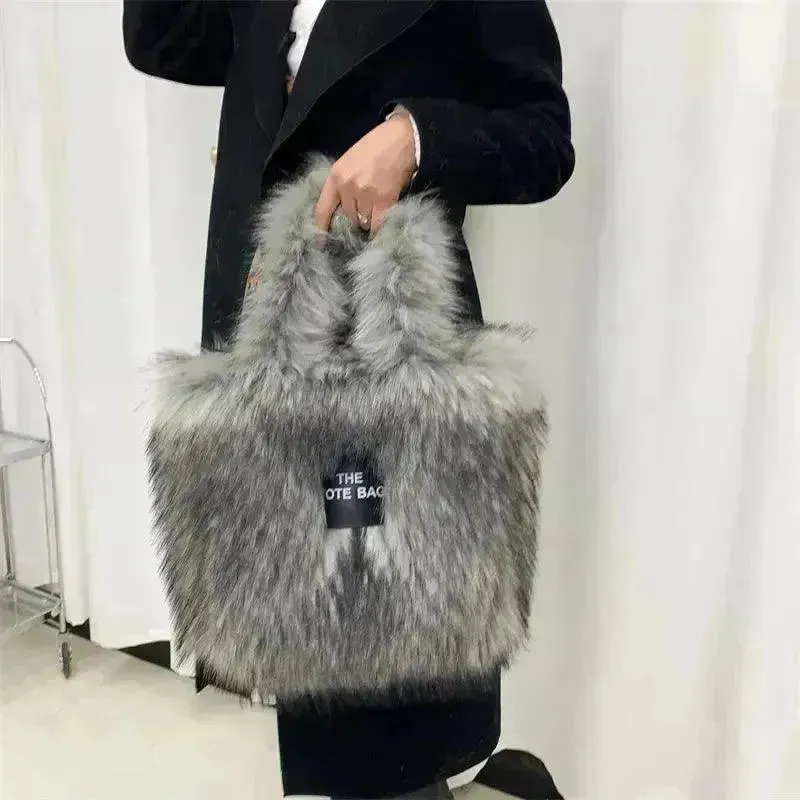 Luxury Faux Fur Gradient Tote Bag