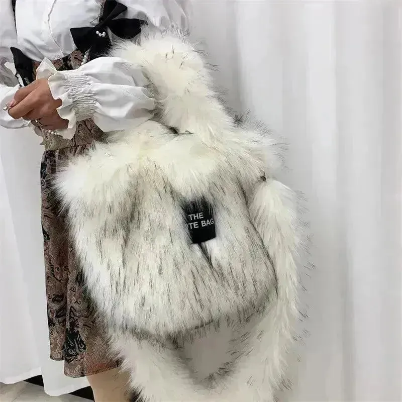 Luxury Faux Fur Gradient Tote Bag