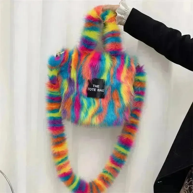 Luxury Faux Fur Gradient Tote Bag