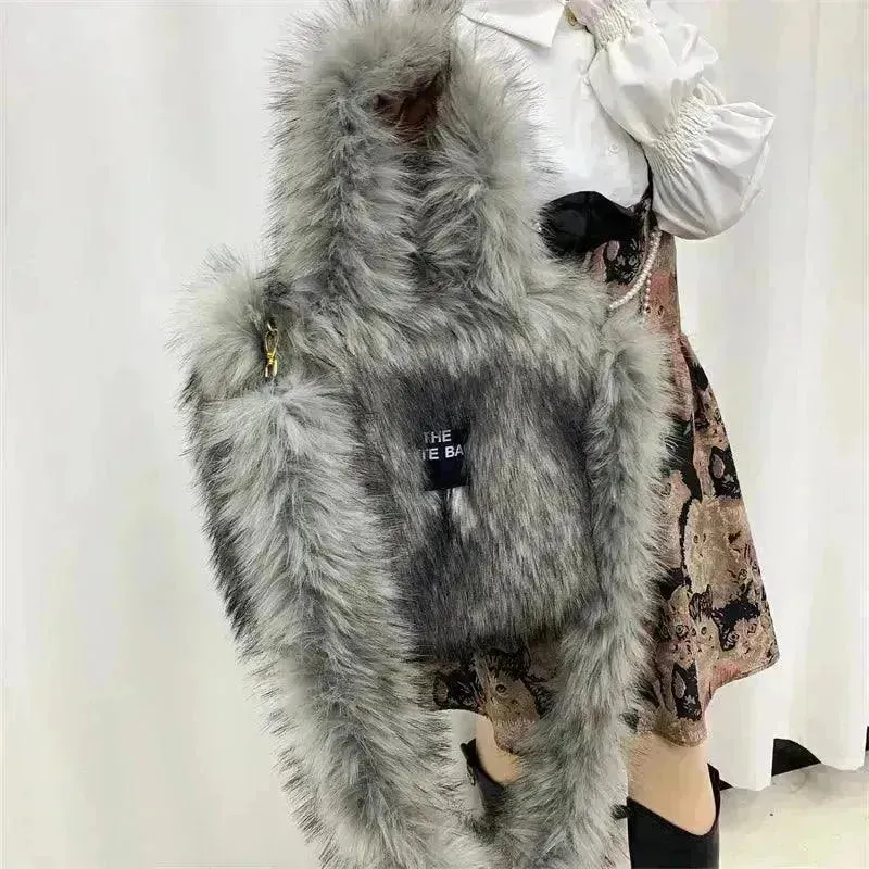 Luxury Faux Fur Gradient Tote Bag