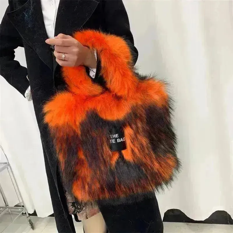 Luxury Faux Fur Gradient Tote Bag