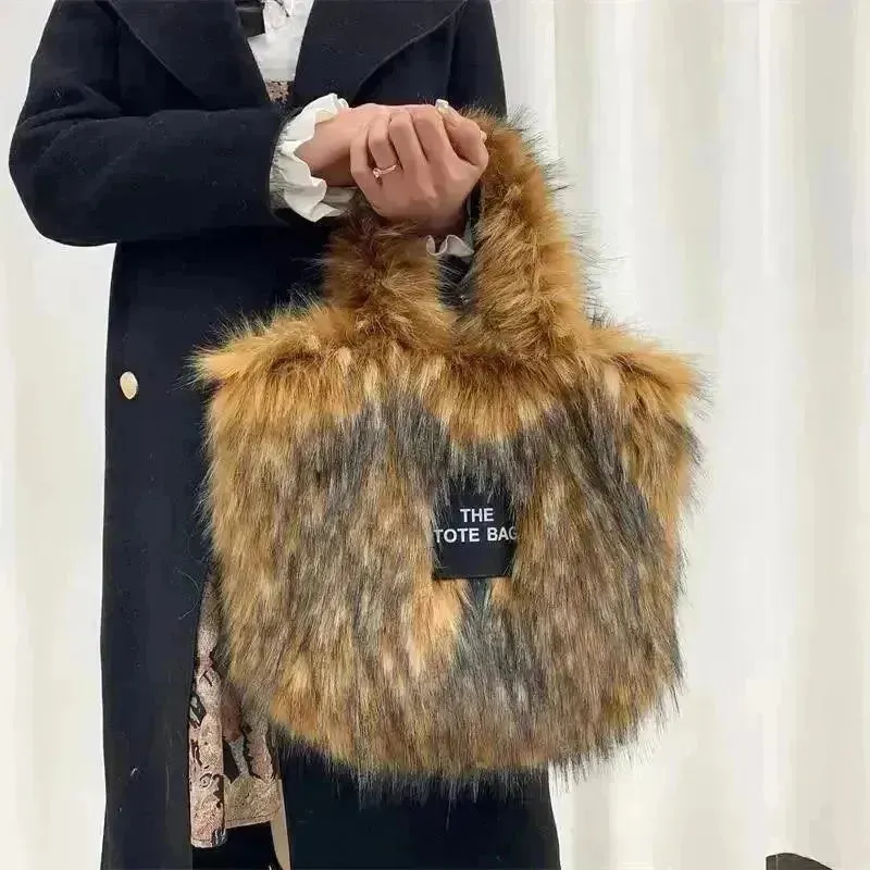 Luxury Faux Fur Gradient Tote Bag