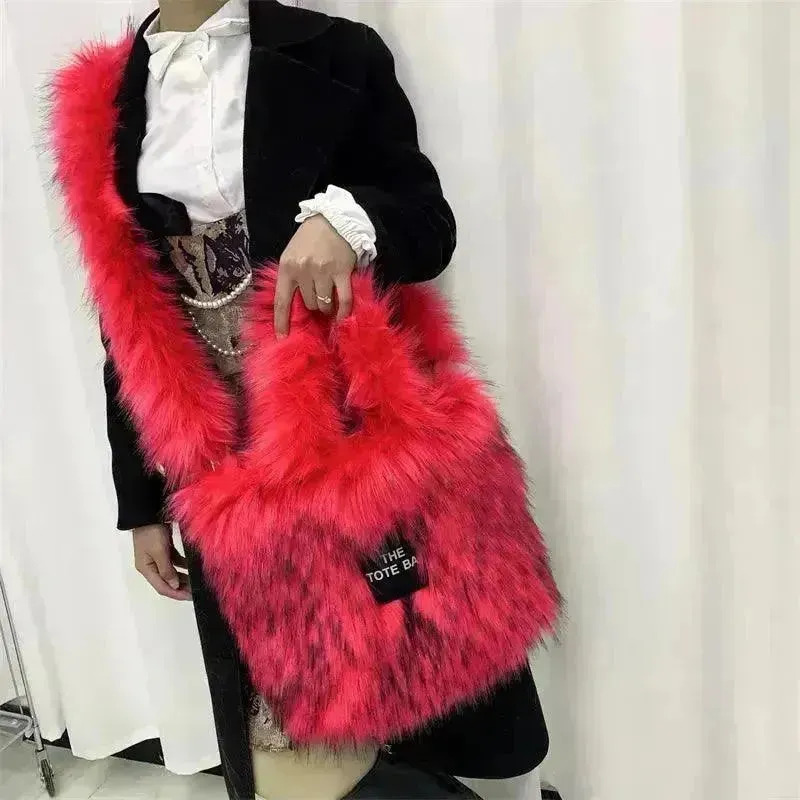 Luxury Faux Fur Gradient Tote Bag