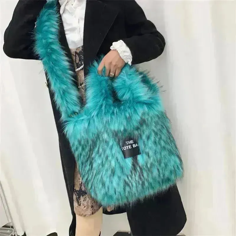 Luxury Faux Fur Gradient Tote Bag