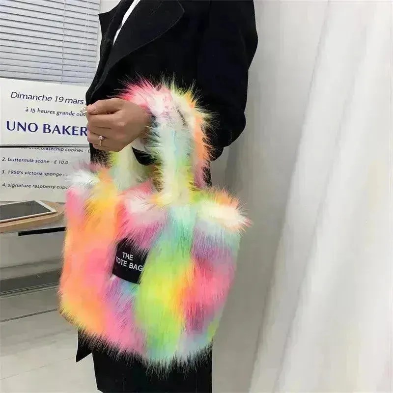 Luxury Faux Fur Gradient Tote Bag