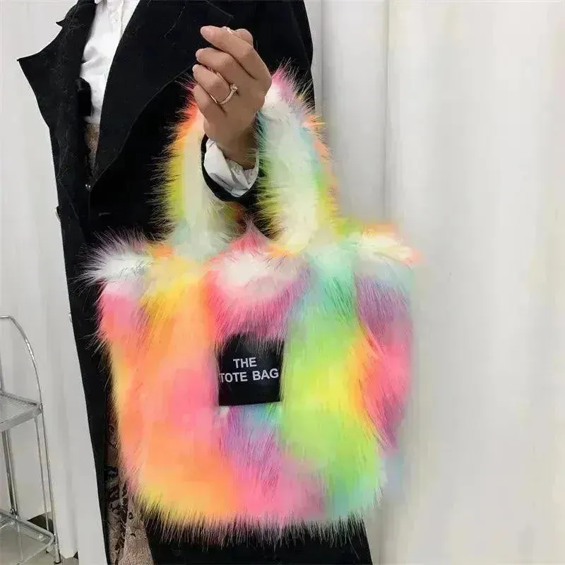 Luxury Faux Fur Gradient Tote Bag