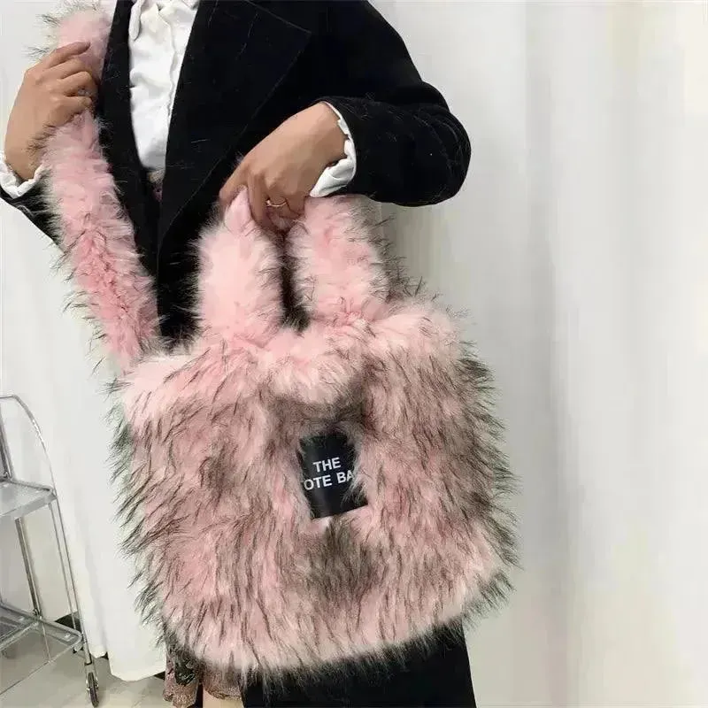 Luxury Faux Fur Gradient Tote Bag