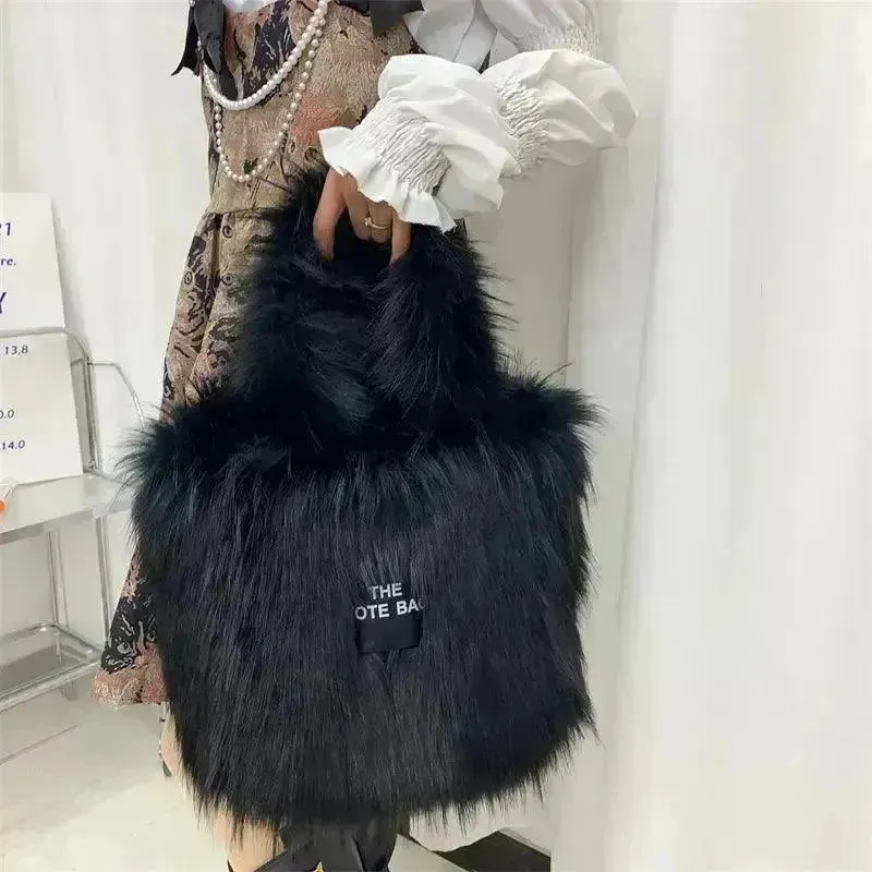 Luxury Faux Fur Gradient Tote Bag