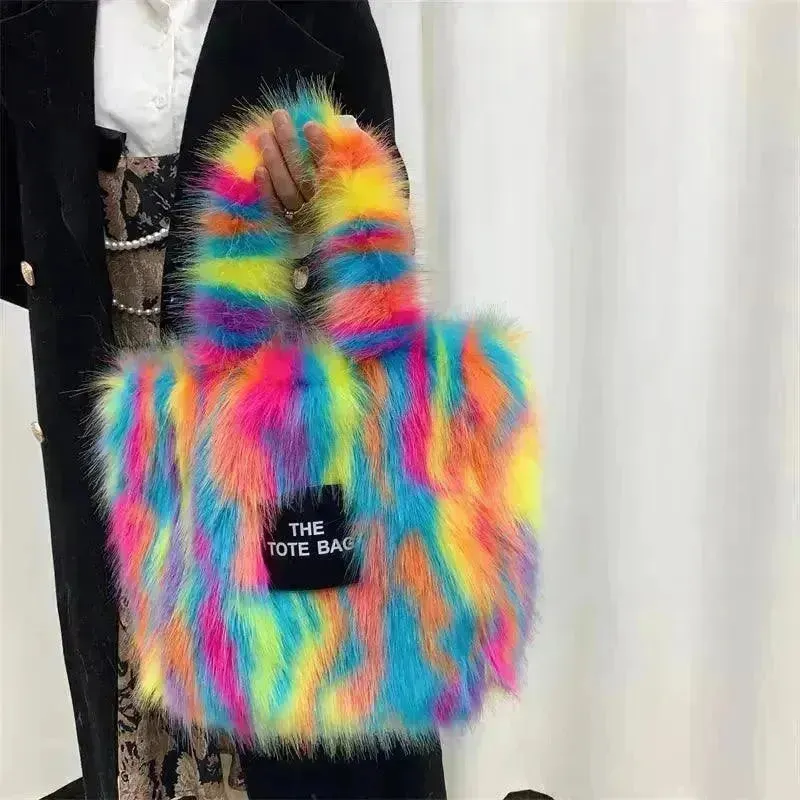 Luxury Faux Fur Gradient Tote Bag