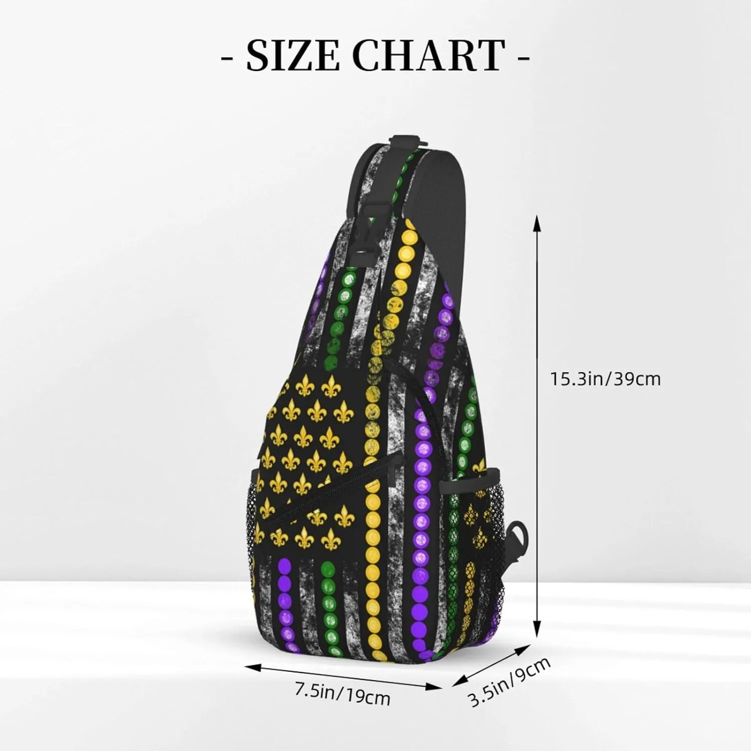 Mardi Gras American Flag Carnival Celebration Sling Bag Crossbody Bag Casual Chest Bags Travel Shoulder Backpack