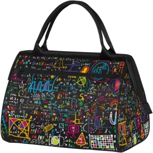 Mathematics Formula Elements Travel Duffel Bag Sports Travel Duffel Bag Waterproof Durable Large Gym Tote Bag Weekender Overnight Bag for Women Travel Gym Yoga