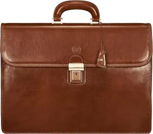 Maxwell Scott - Mens Luxury Leather 16" 17" Laptop Business Briefcase and Shoulder Strap - The Paolo Large