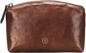 Maxwell Scott - Womens Luxury Leather Small Cosmetic Makeup Bag - Handmade from Full Grain Hides - The Chia Chestnut Tan