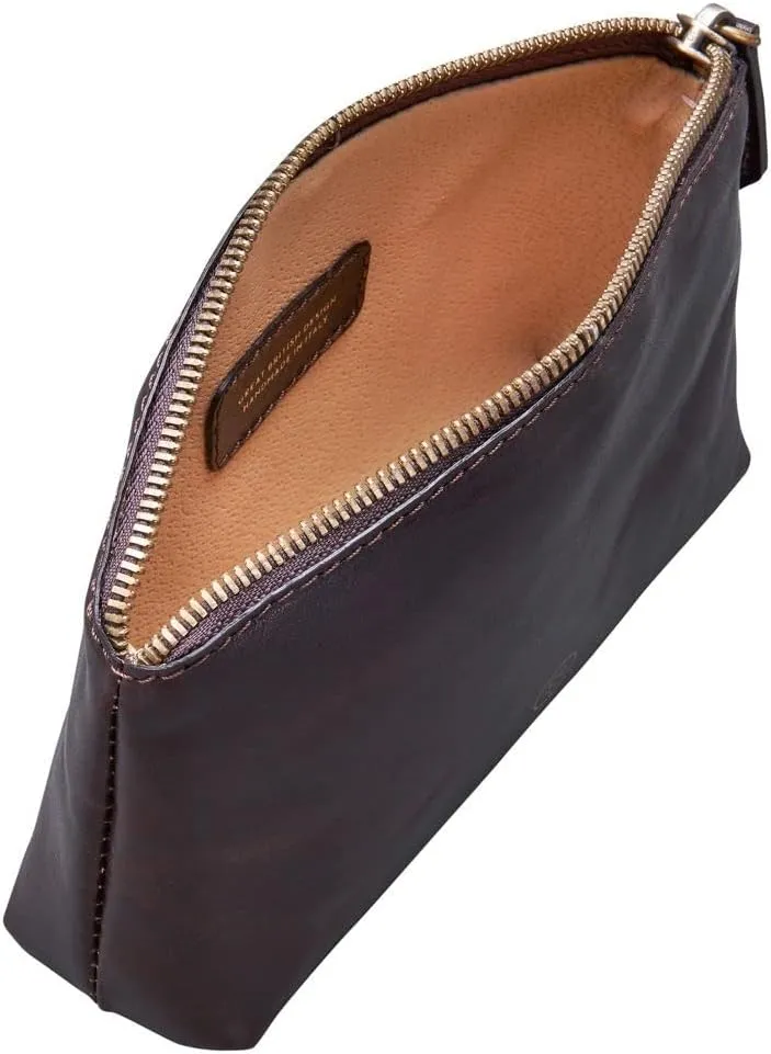 Maxwell Scott - Womens Luxury Leather Small Cosmetic Makeup Bag - Handmade from Premium Hides - The Chia Dark Brown