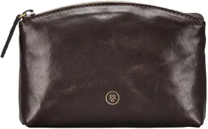 Maxwell Scott - Womens Luxury Leather Small Cosmetic Makeup Bag - Handmade from Premium Hides - The Chia Dark Brown