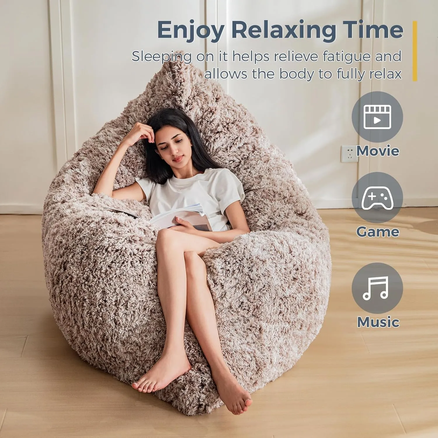MAXYOYO 3 in 1 Bean Bag Chair, Giant Bean Bag Sofa Bed, Floor Mattress with High-Density Foam Filling, Bean Bag Chair for Adult Full Size