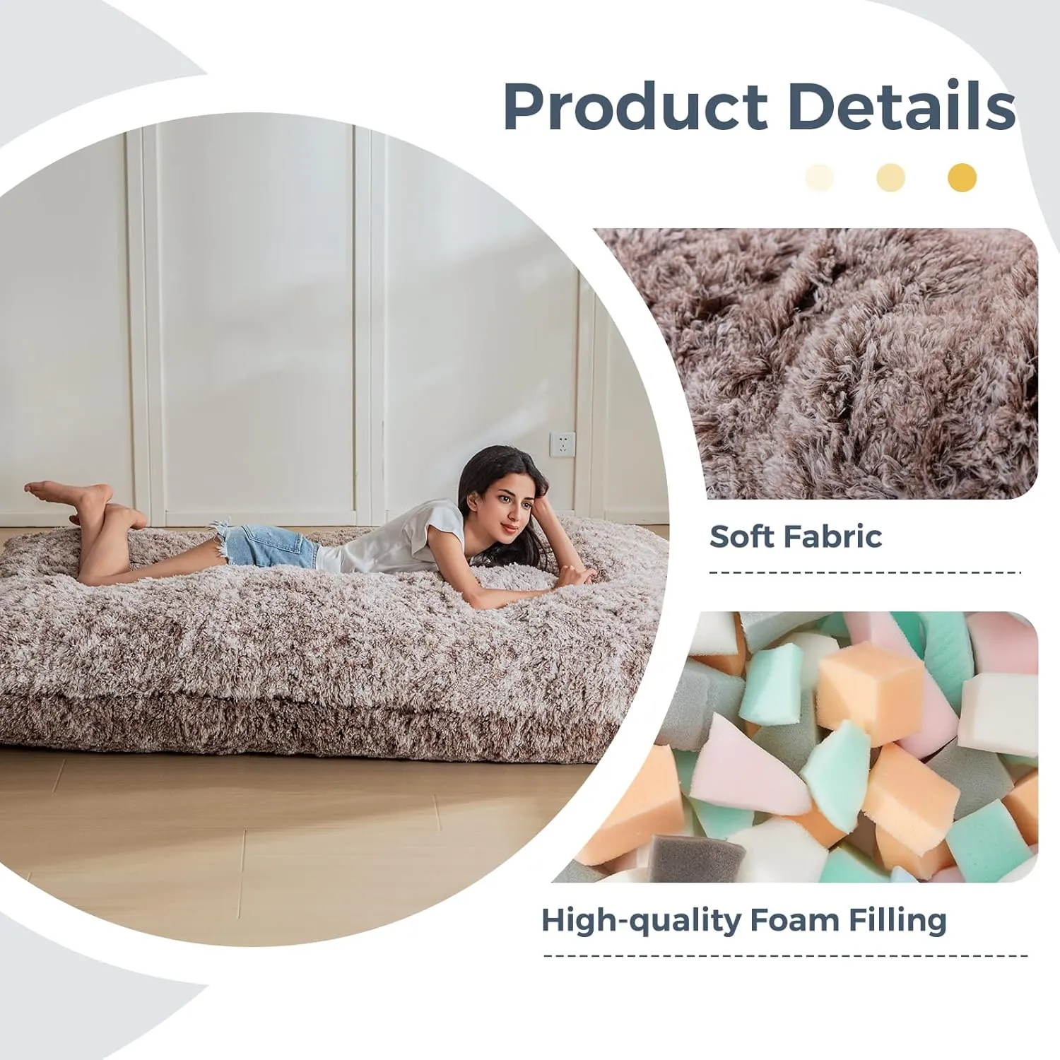 MAXYOYO 3 in 1 Bean Bag Chair, Giant Bean Bag Sofa Bed, Floor Mattress with High-Density Foam Filling, Bean Bag Chair for Adult Full Size