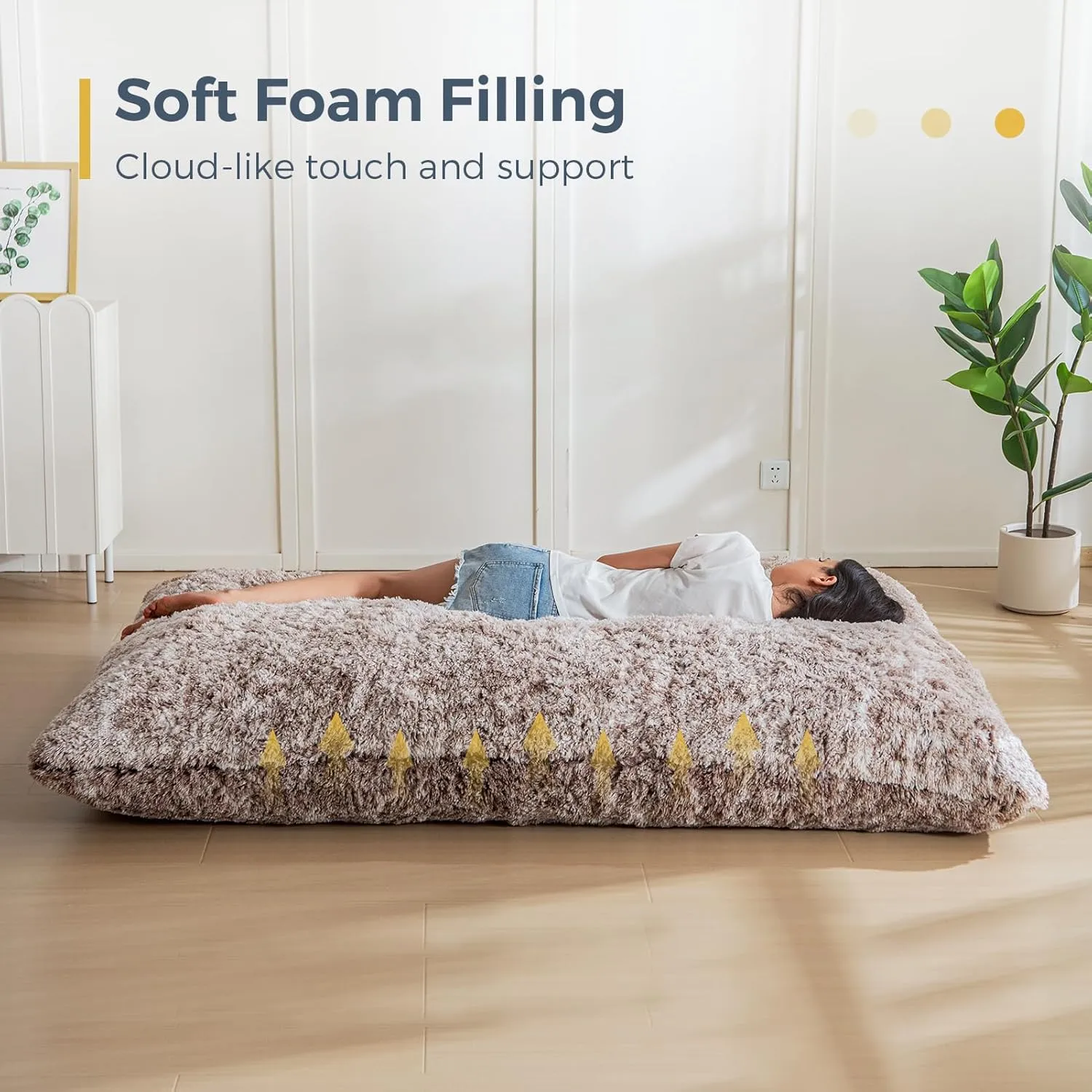 MAXYOYO 3 in 1 Bean Bag Chair, Giant Bean Bag Sofa Bed, Floor Mattress with High-Density Foam Filling, Bean Bag Chair for Adult Full Size