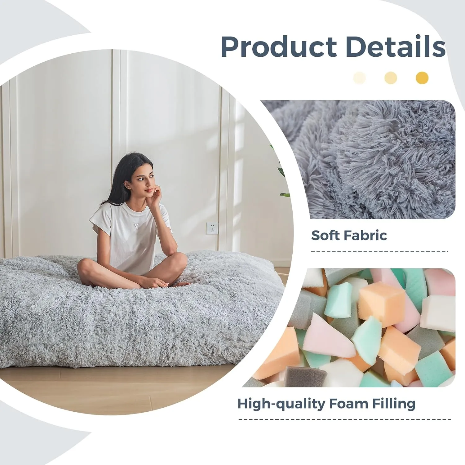 MAXYOYO 3 in 1 Bean Bag Chair, Giant Bean Bag Sofa Bed, Floor Mattress with High-Density Foam Filling, Bean Bag Chair for Adult
