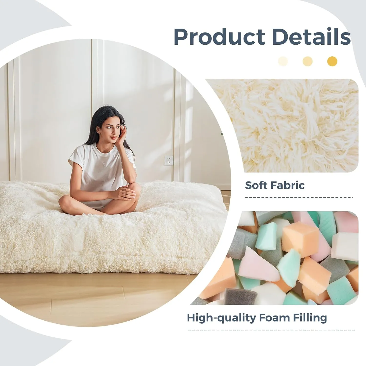 MAXYOYO 3 in 1 Bean Bag Chair, Giant Bean Bag Sofa Bed, Floor Mattress with High-Density Foam Filling, Bean Bag Chair for Adult