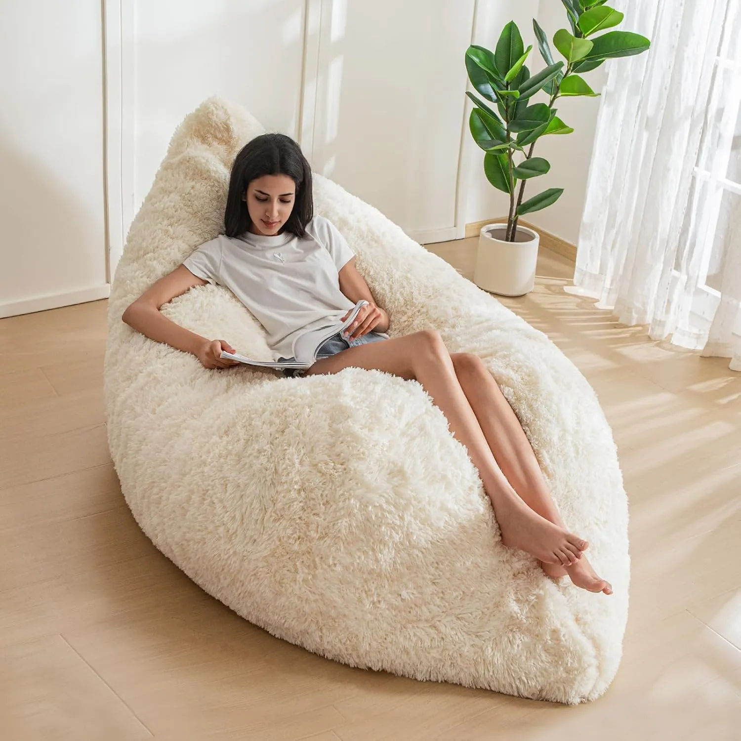 MAXYOYO 3 in 1 Bean Bag Chair, Giant Bean Bag Sofa Bed, Floor Mattress with High-Density Foam Filling, Bean Bag Chair for Adult
