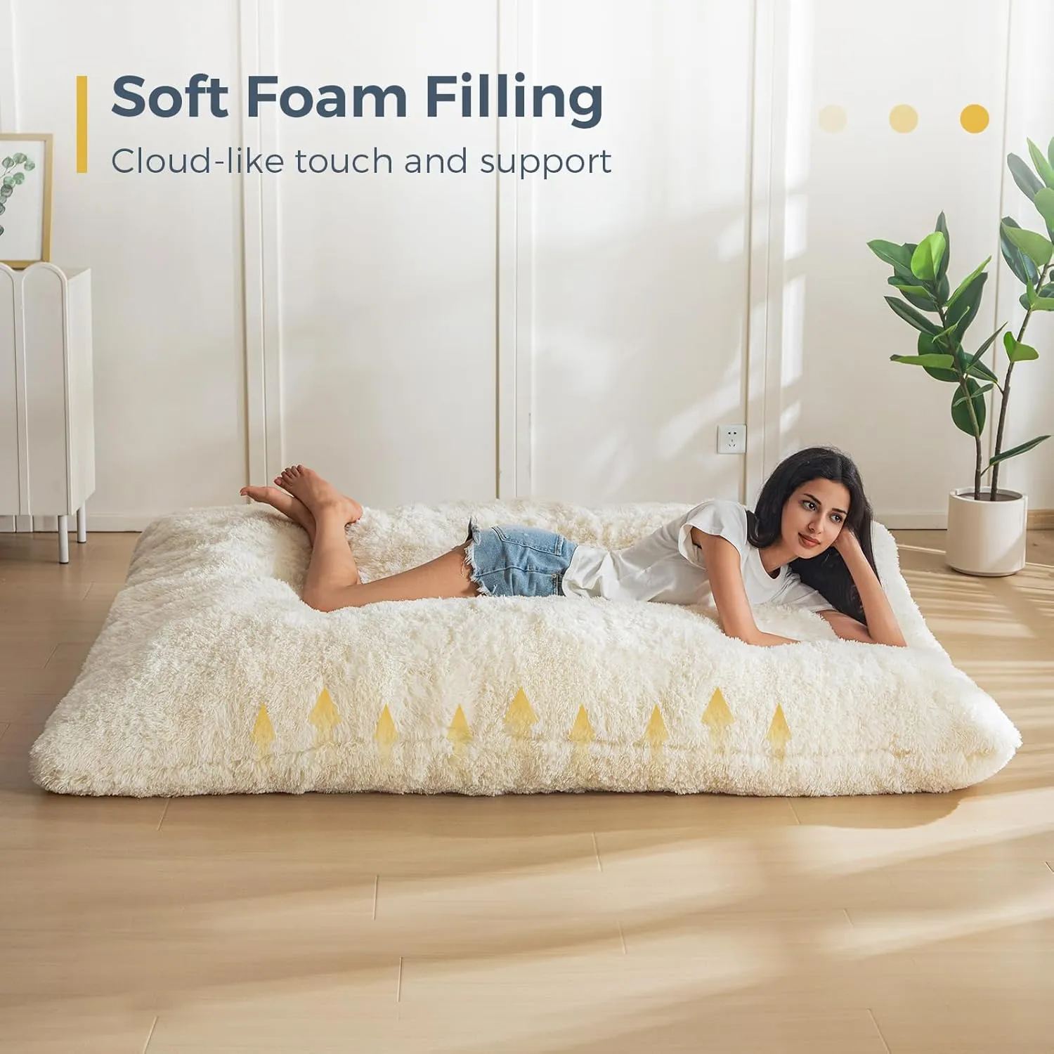 MAXYOYO 3 in 1 Bean Bag Chair, Giant Bean Bag Sofa Bed, Floor Mattress with High-Density Foam Filling, Bean Bag Chair for Adult
