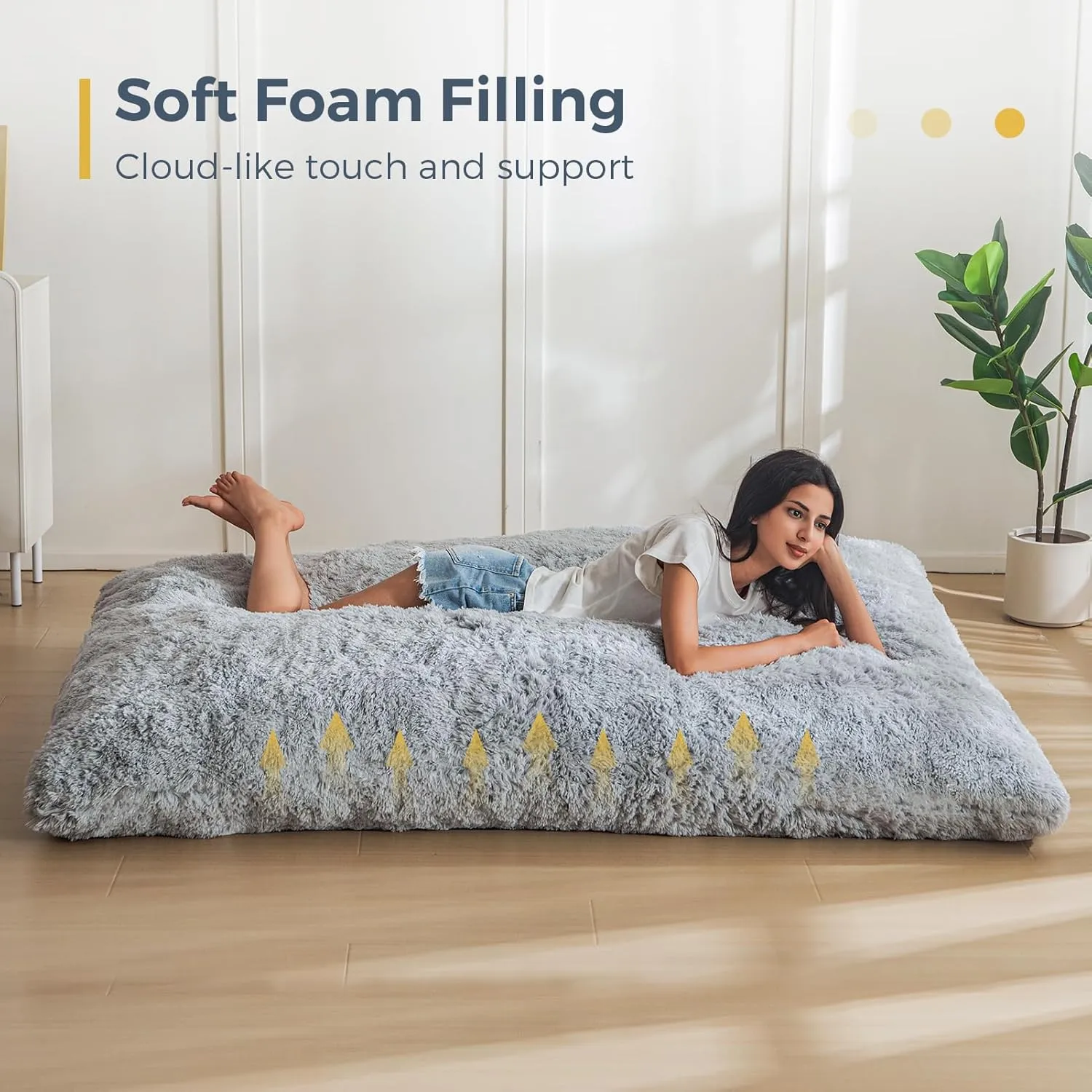 MAXYOYO 3 in 1 Bean Bag Chair, Giant Bean Bag Sofa Bed, Floor Mattress with High-Density Foam Filling, Bean Bag Chair for Adult