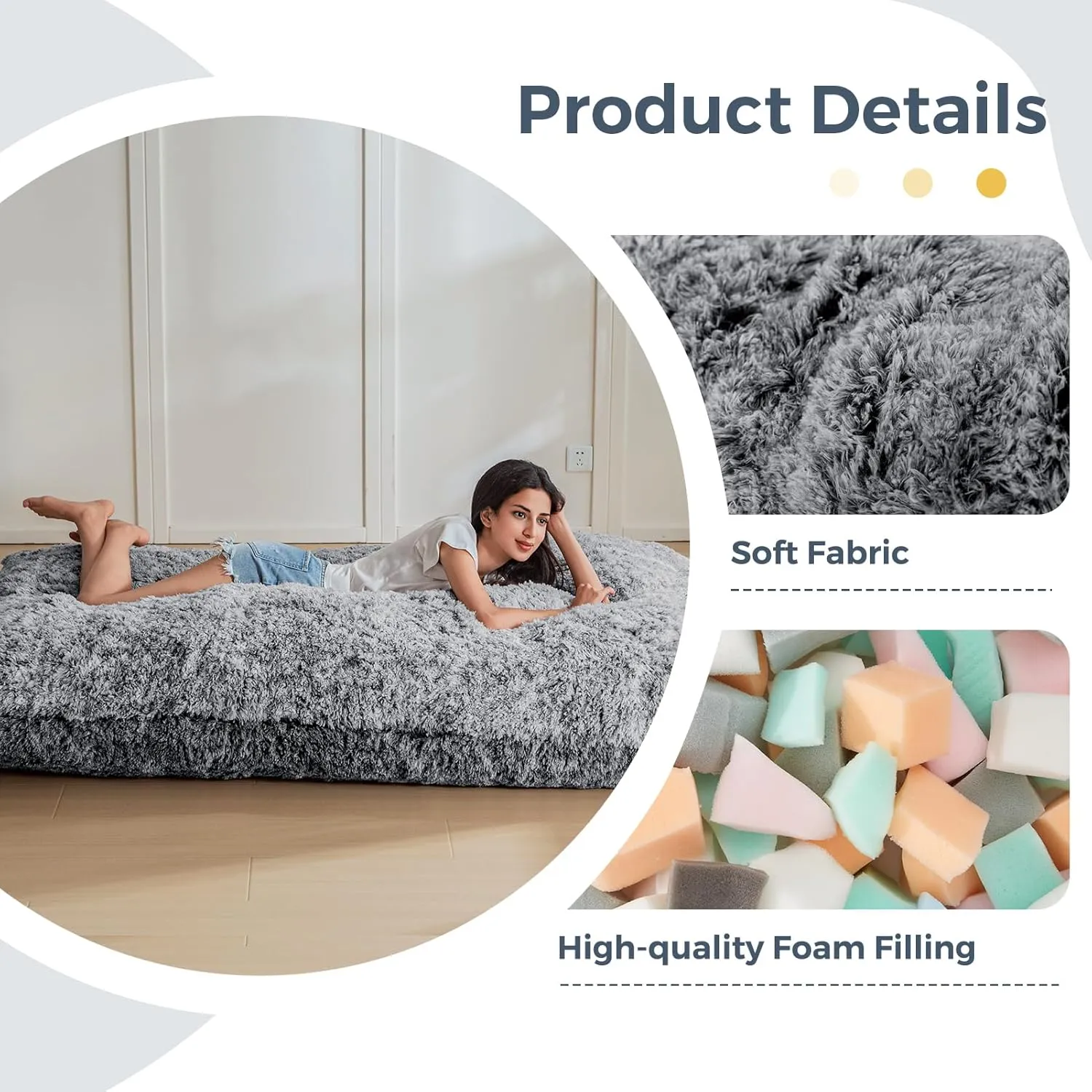 MAXYOYO 3 in 1 Bean Bag Chair, Giant Bean Bag Sofa Bed, Floor Mattress with High-Density Foam Filling, Bean Bag Chair for Adult