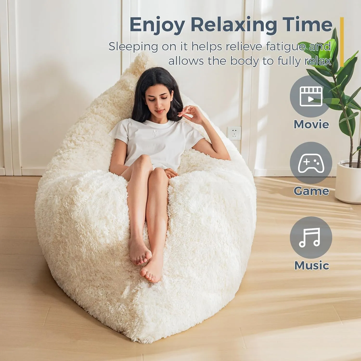 MAXYOYO 3 in 1 Bean Bag Chair, Giant Bean Bag Sofa Bed, Floor Mattress with High-Density Foam Filling, Bean Bag Chair for Adult