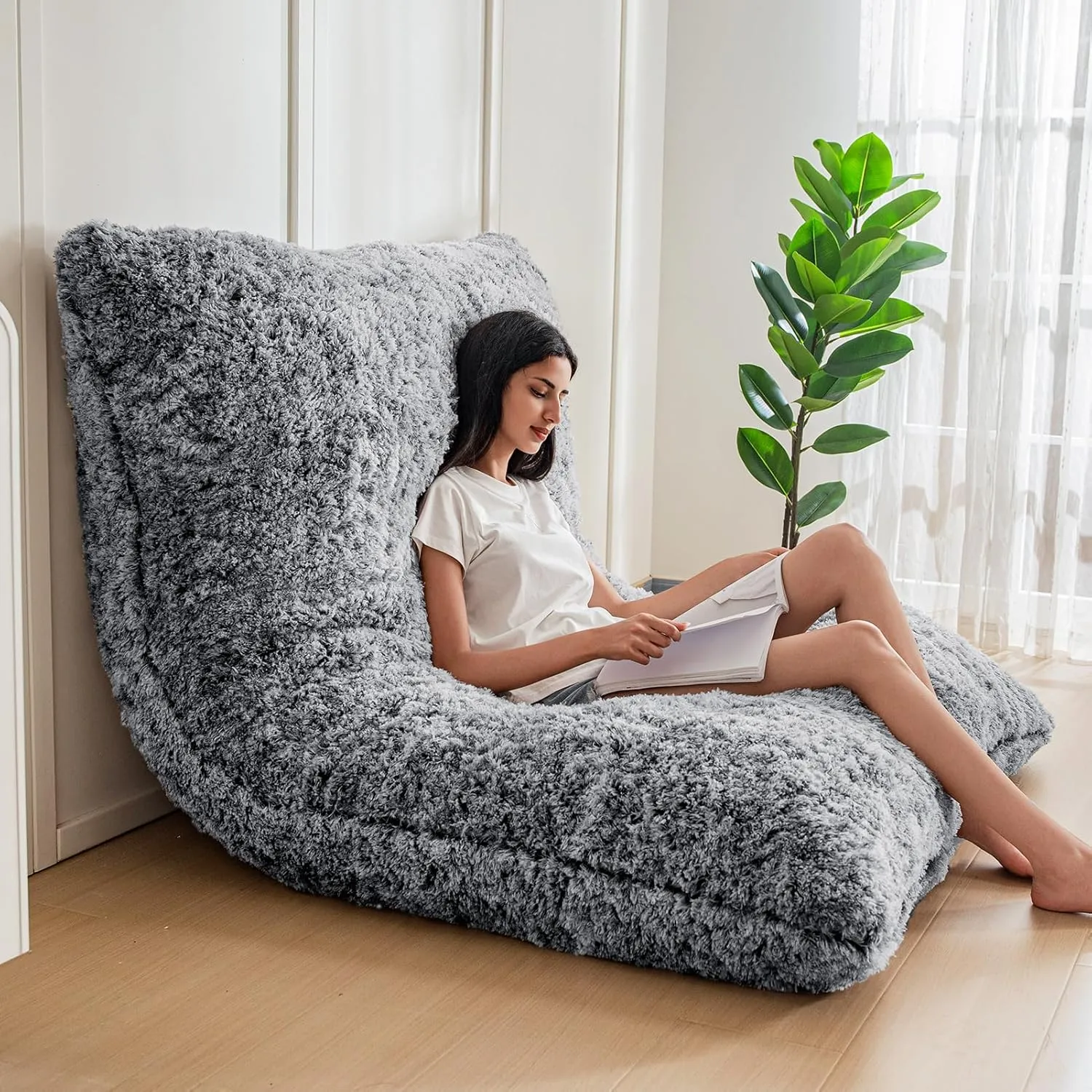 MAXYOYO 3 in 1 Bean Bag Chair, Giant Bean Bag Sofa Bed, Floor Mattress with High-Density Foam Filling, Bean Bag Chair for Adult