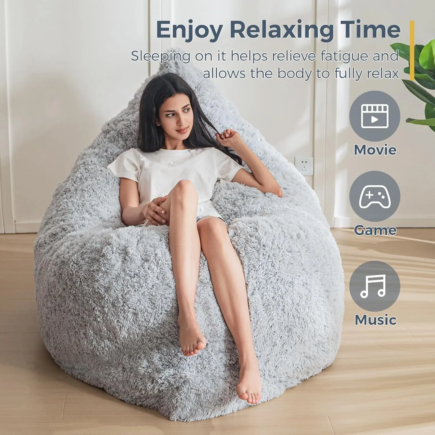 MAXYOYO 3 in 1 Bean Bag Chair, Giant Bean Bag Sofa Bed, Floor Mattress with High-Density Foam Filling, Bean Bag Chair for Adult