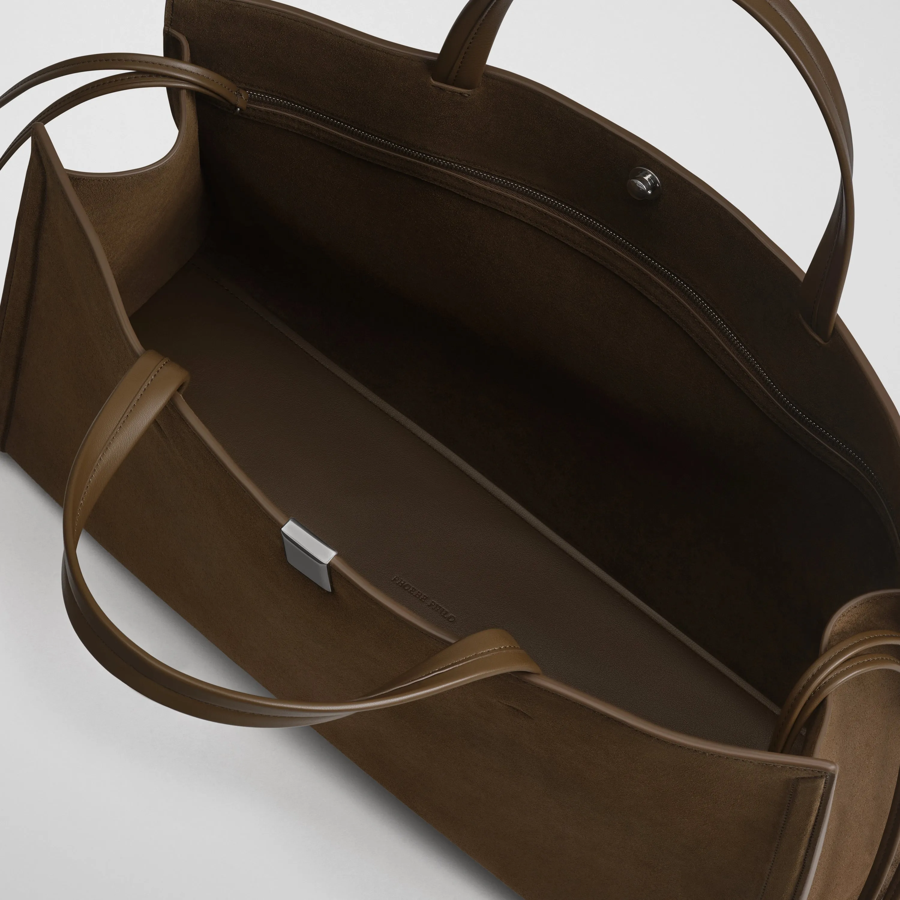 MEDIUM KIT CABAS | khaki suede with silver
