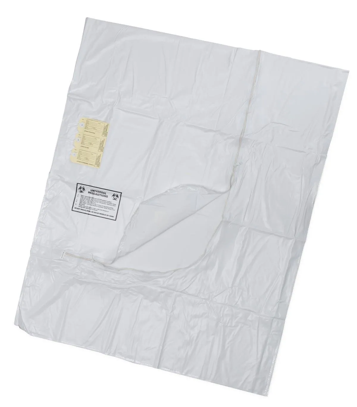 Medline Adult Body Bag with Metal Zipper, PVC, Adult, 200 lb. Limit, White, 36" x 90", High Quality Mortuary Supplies
