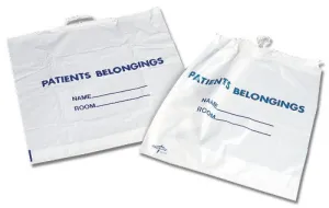 Medline Patient Plastic Belongings Bag with Drawstring, Clear, Hospital Essentials, 18" x 20", Pack of 25