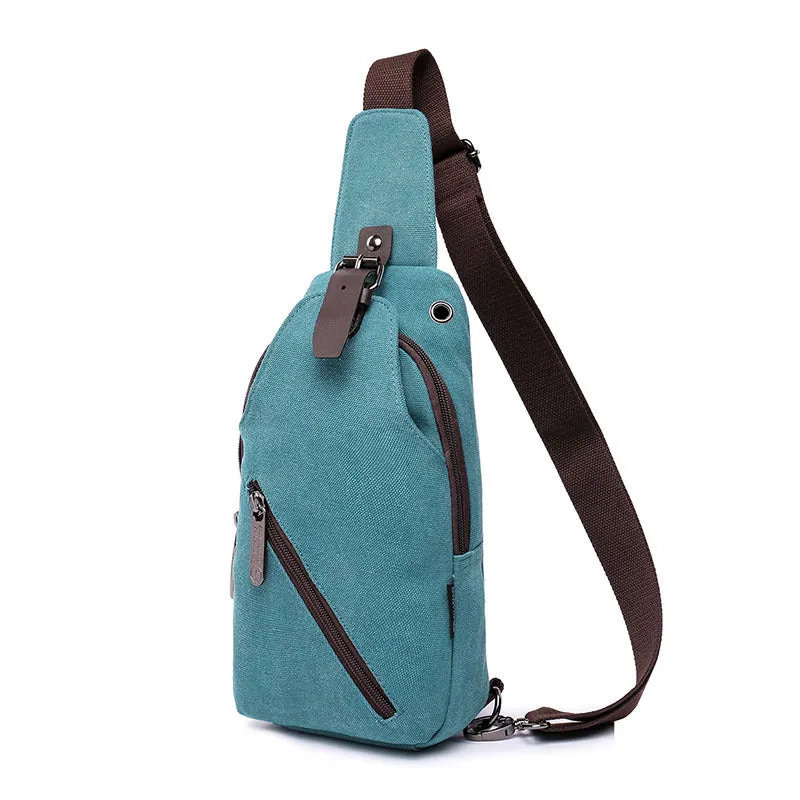 Men's chest wrapped canvas, simple outdoor sports bags, casual shoulder bag, breathable