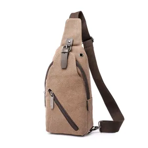 Men's chest wrapped canvas, simple outdoor sports bags, casual shoulder bag, breathable