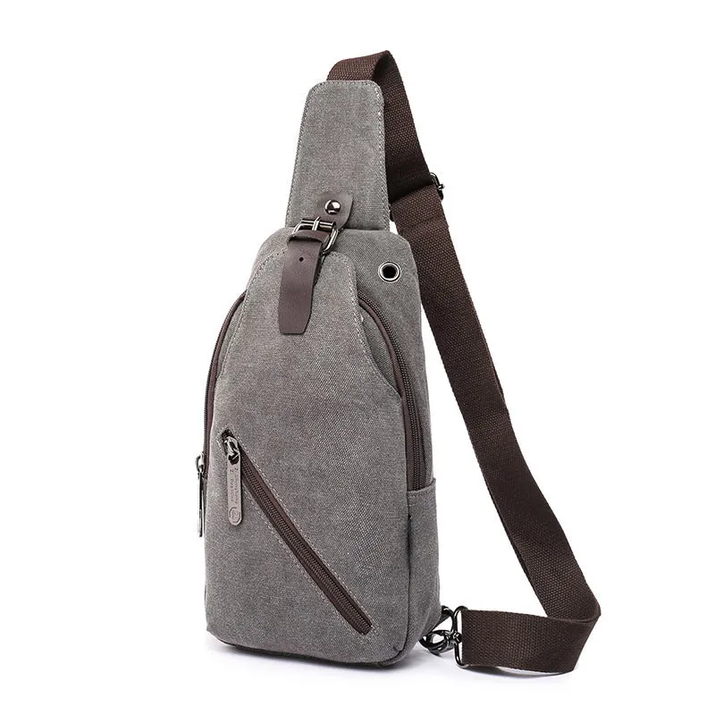 Men's chest wrapped canvas, simple outdoor sports bags, casual shoulder bag, breathable