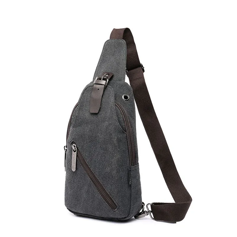 Men's chest wrapped canvas, simple outdoor sports bags, casual shoulder bag, breathable