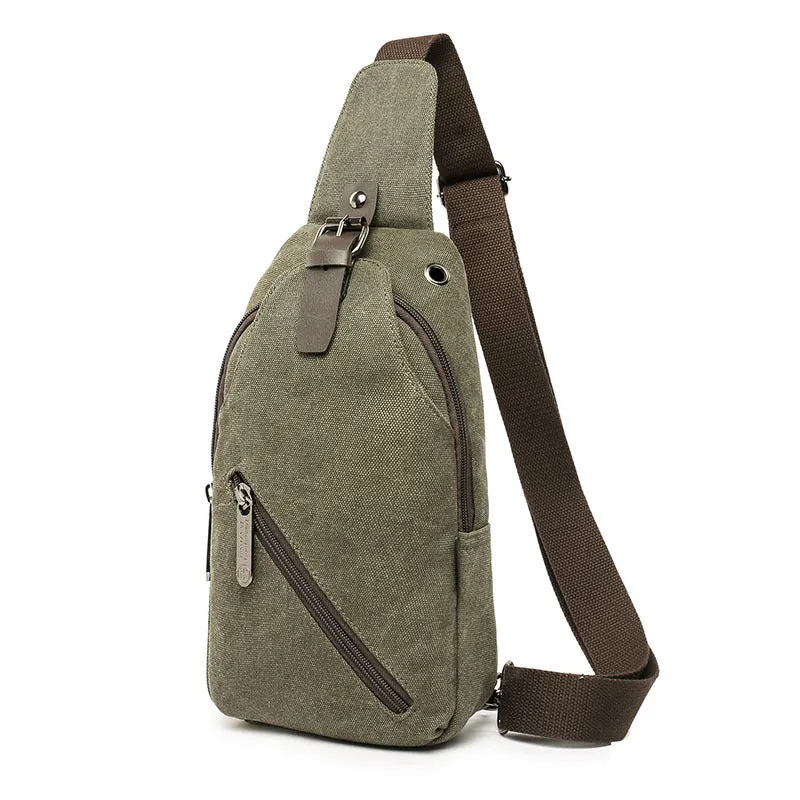 Men's chest wrapped canvas, simple outdoor sports bags, casual shoulder bag, breathable