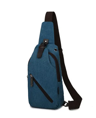 Men's chest wrapped canvas, simple outdoor sports bags, casual shoulder bag, breathable