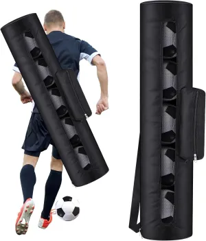 Mesh Soccer Ball Bag Holds up to 5 Balls Soccer Ball Bag for Coaches 40 x 9 Inches Equipment Bags with 1 Front Pockets and Adjustable Shoulder Strap for Coach Sport Accessories