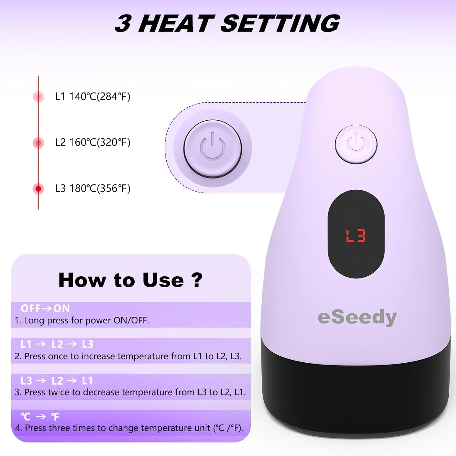 Mini Heat Press Machine, 3 Heat Settings& Fast Heating, 15 Mins Auto-Off, Insulated Safety Base, Mini Iron for Crafting, T Shirts, Hats, Heating Transfer Projects (Purple)