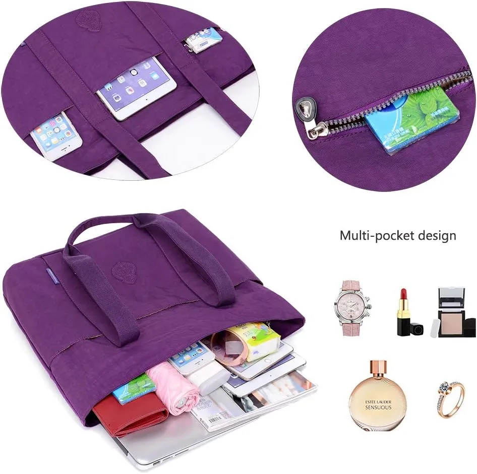MINTEGRA Women Large Tote Bag Heavy Duty Nylon Laptop Shoulder Bag Carry on Commute Handbag