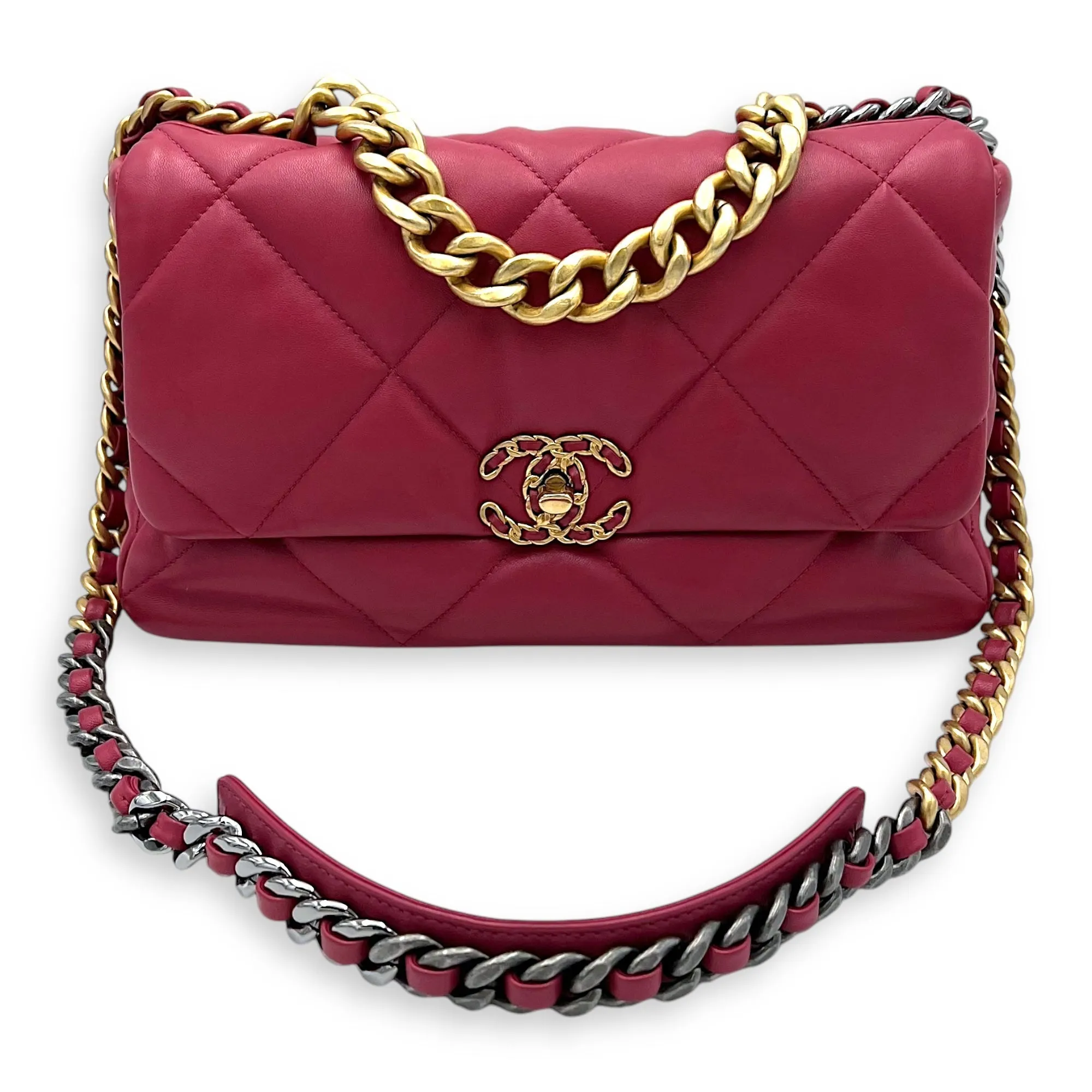 Mixed Bag in hardware C19 Large Competitive pricing Lambskin, Performance-optimized Pink Shoulder