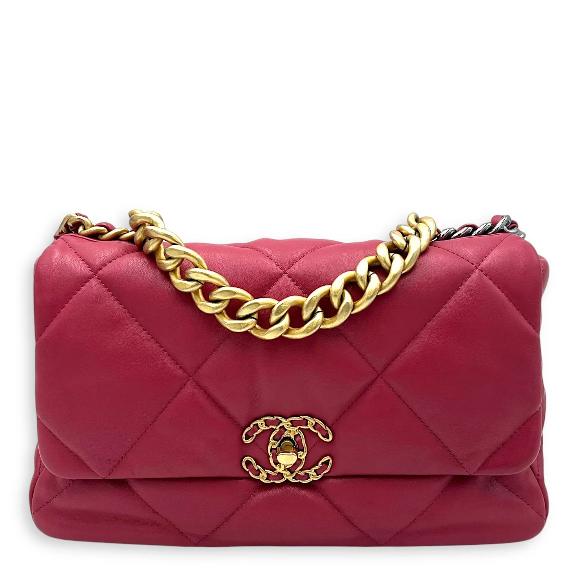 Mixed Bag in hardware C19 Large Competitive pricing Lambskin, Performance-optimized Pink Shoulder