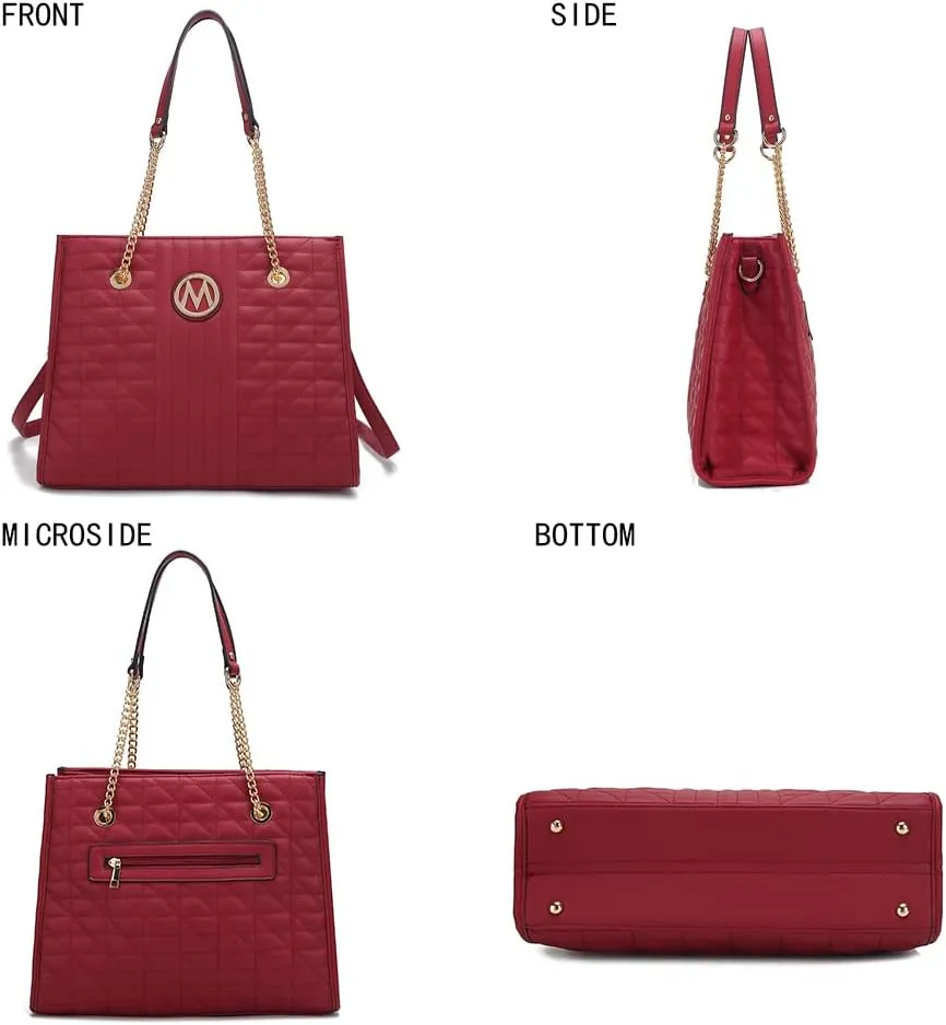 MKF Collection Shoulder Bag for Women, Vegan Leather Fashion Tote Handbag Messenger Purse