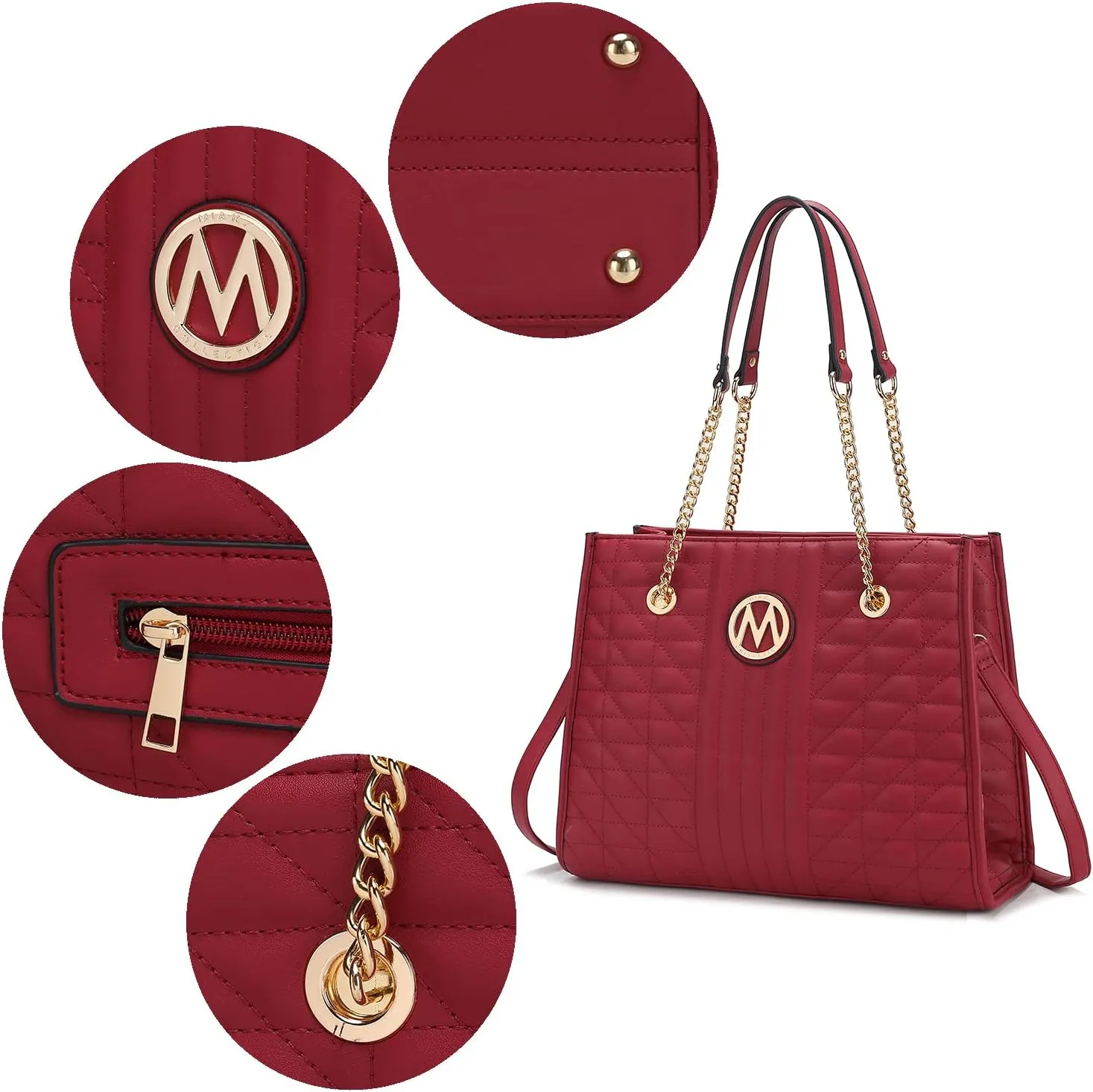 MKF Collection Shoulder Bag for Women, Vegan Leather Fashion Tote Handbag Messenger Purse