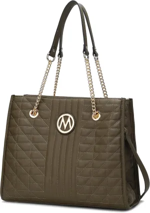 MKF Collection Shoulder Bag for Women, Vegan Leather Fashion Tote Handbag Messenger Purse