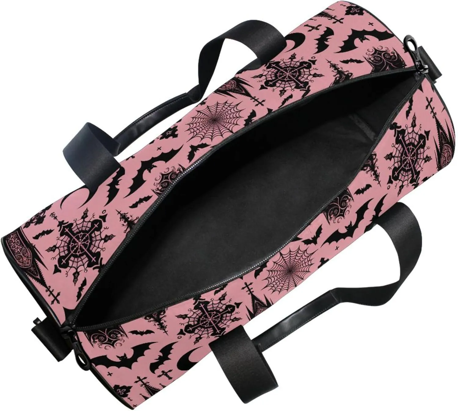 MNSRUU Sports Duffel Bags, Black Gothic Moon Spider Webs and Bats Athletic Gym Bag Overnight Workout Travel Tote Luggage for Men Women Yoga